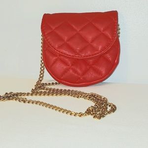 Ann Taylor Small Red Crossbody Bag w/ Gold Chain